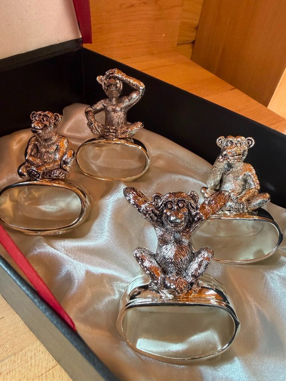 Hans Turnwald Signature Collection Silver-Plated Monkey Napkin Rings – Set of 4